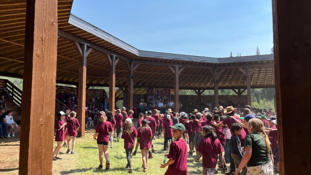 School District 60 grade four students dancing to the Doig River drummers.