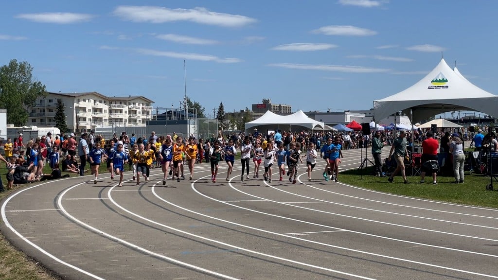Students running at track meet. 