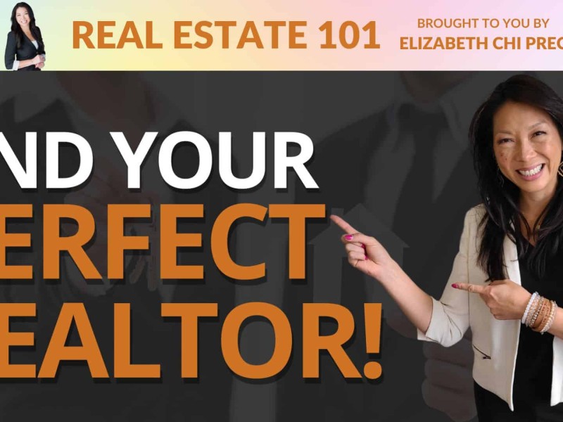 A person pointing at the words "find your perfect realtor"