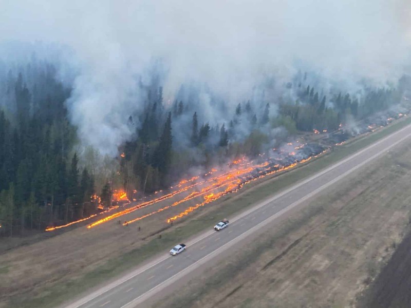 An aerial view of the Parker Lake wildfire in May of 2024.