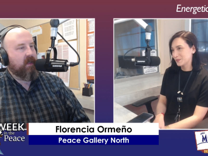 Two people recording a podcast