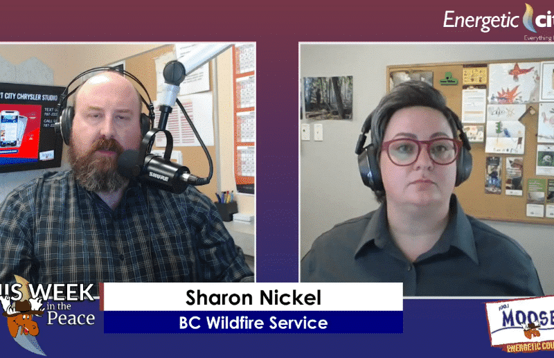 Two people recording a podcast
