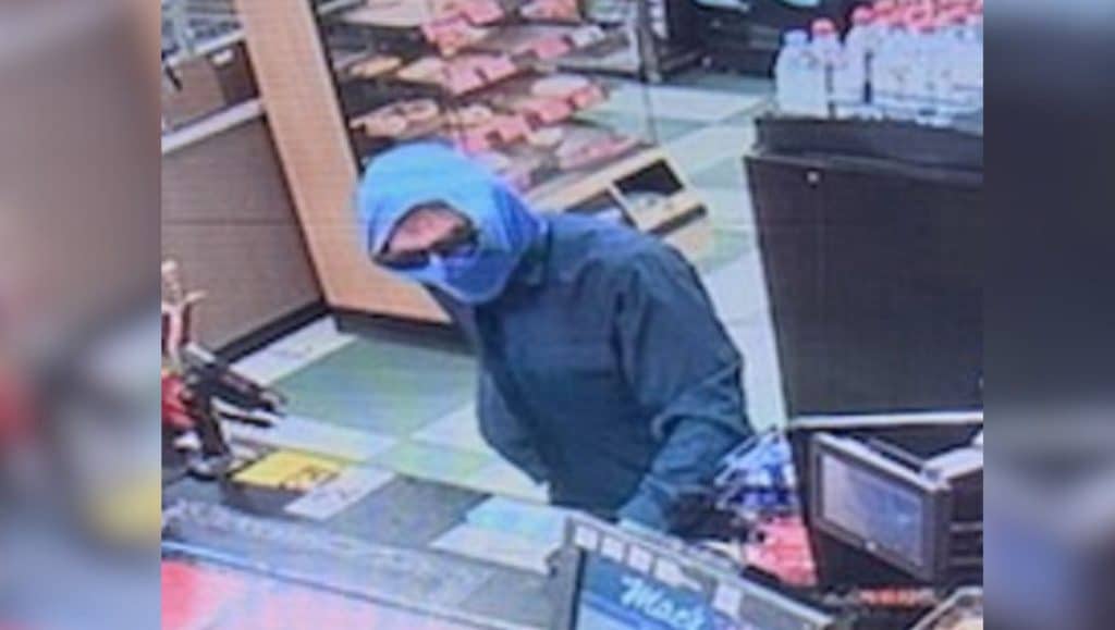 Surveillance footage of a robbery suspect in Fort St. John on September 6, 2024. 