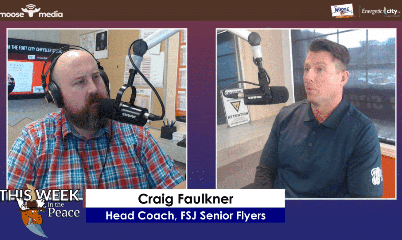 Two people recording a podcast