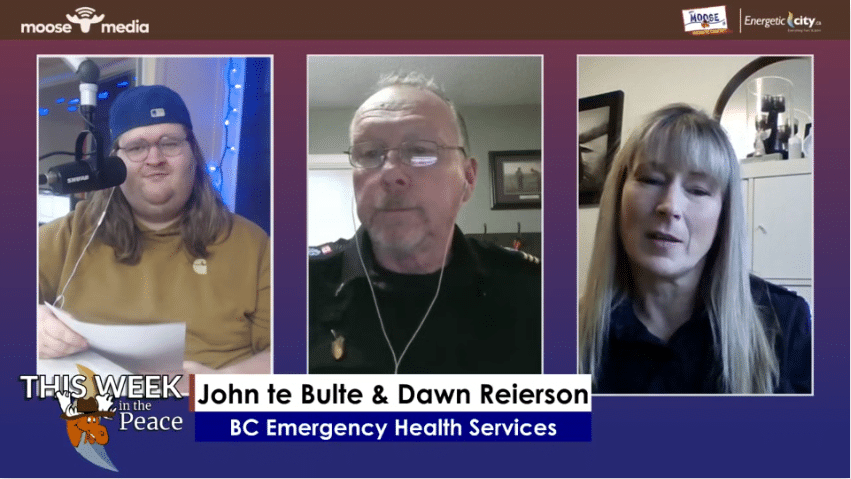 Three people recording a podcast