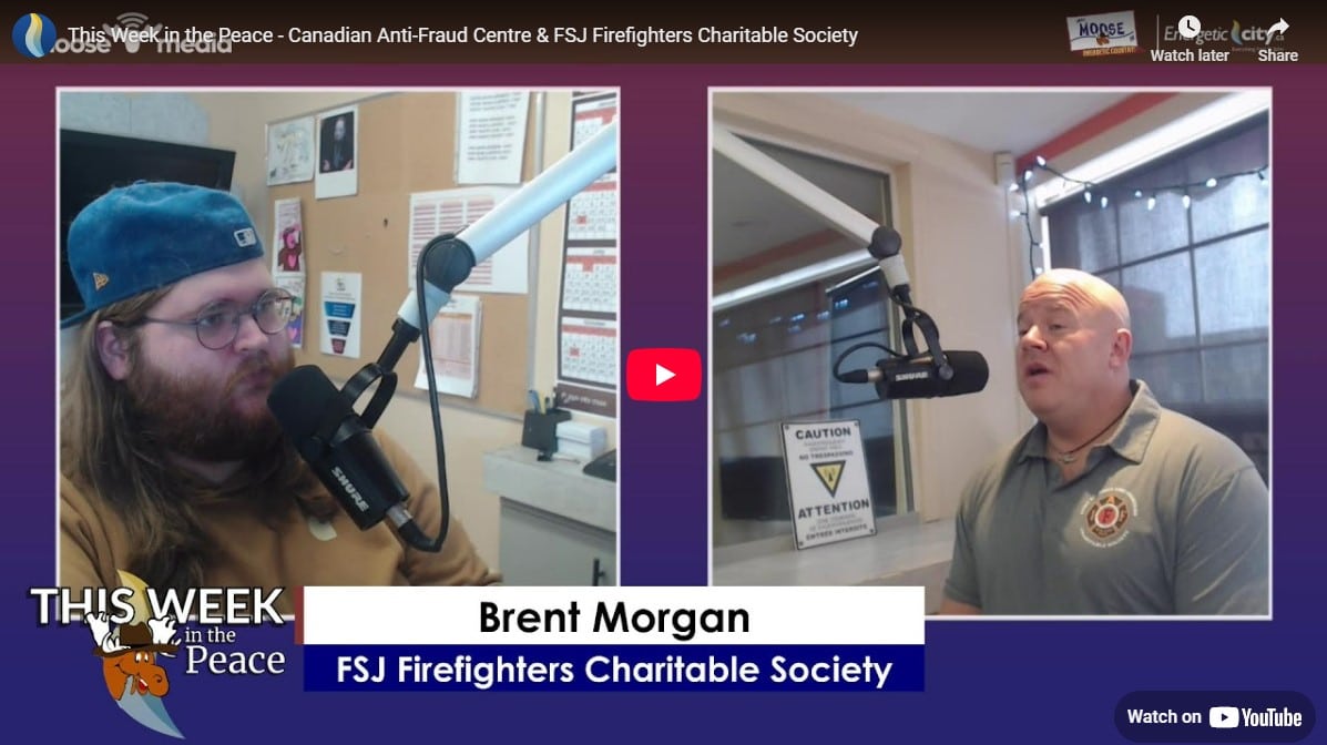 Two people recording a podcast