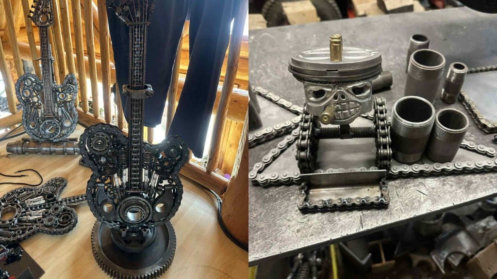 Wade Mathison, a Fort Nelson artist, donated trophies made from motocross parts. (Aaron Krafczyk)