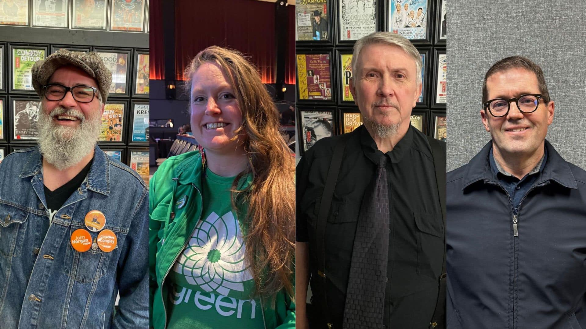 Candidates for the Prince George, Northern Rockies, Peace River riding in the federal election 2025 who attended the all-candidates forum in Fort St. John. Left to right: Cory Longley, NDP; Mary Forbes, Green; David Watson, PPC; Bob Zimmer, Conservative. (Energeticcity.ca)