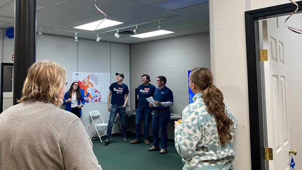 Bob Zimmer giving a speech after his win on April 28th (Caitlin Coombes, Energeticcity.ca)