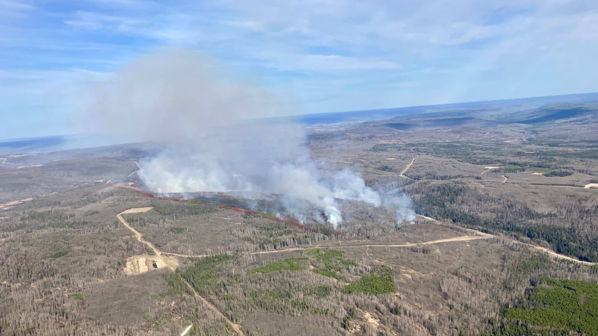 An aerial shot of the Fish Creek fire (BCWS)