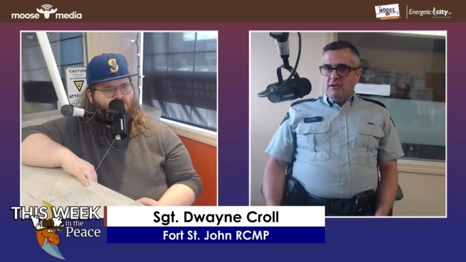 Two people recording a podcast