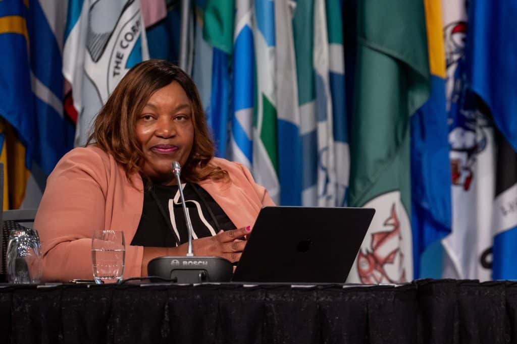 UBCM president Trish Mandewo. (THE CANADIAN PRESS/Ethan Cairns)