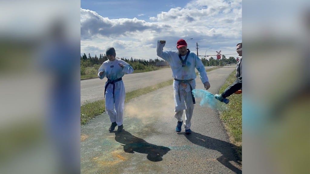 The winners of the costume competition participating in the eighth annual Colour Me Rotary Run in Fort St. John on June 1st, 2025. (Areli Núñez)