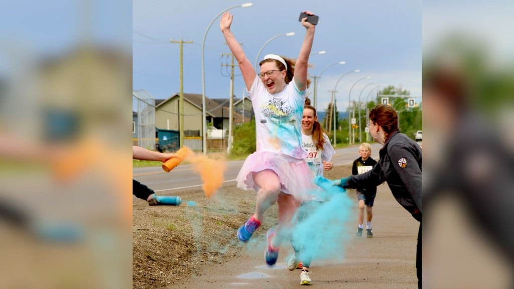 Alyssa Currie, executive director at Tse'k'wa Heritage Society, took part in the eighth annual Colour Me Rotary Run in Fort St. John on June 1st, 2025. (Ali Steeves)