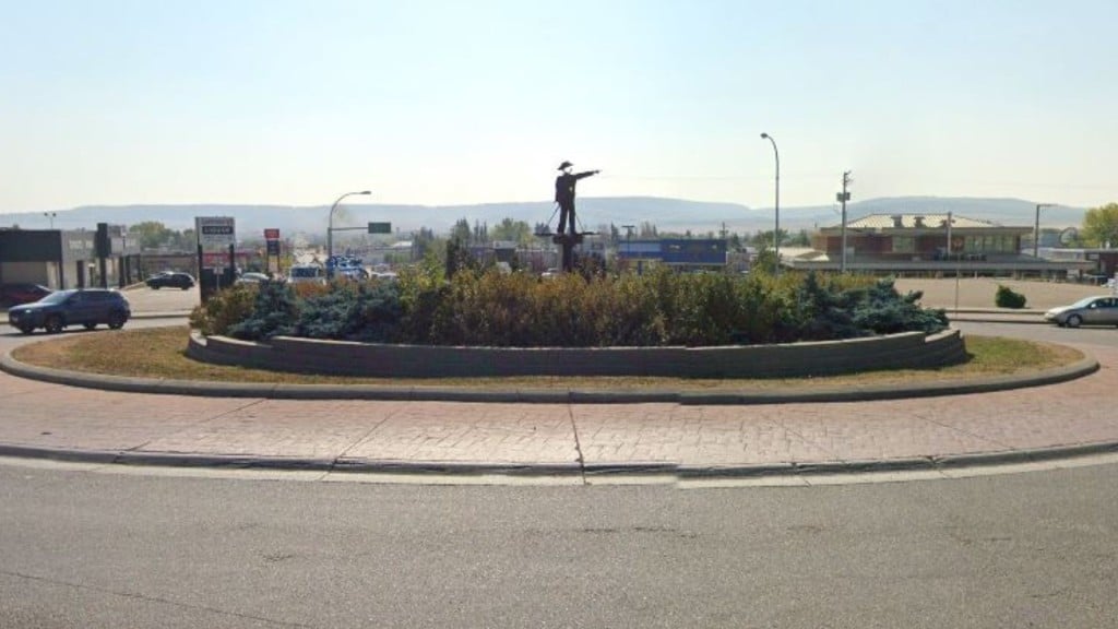 The traffic circle in Dawson Creek which will be closed on June 3rd. (Google Maps) 