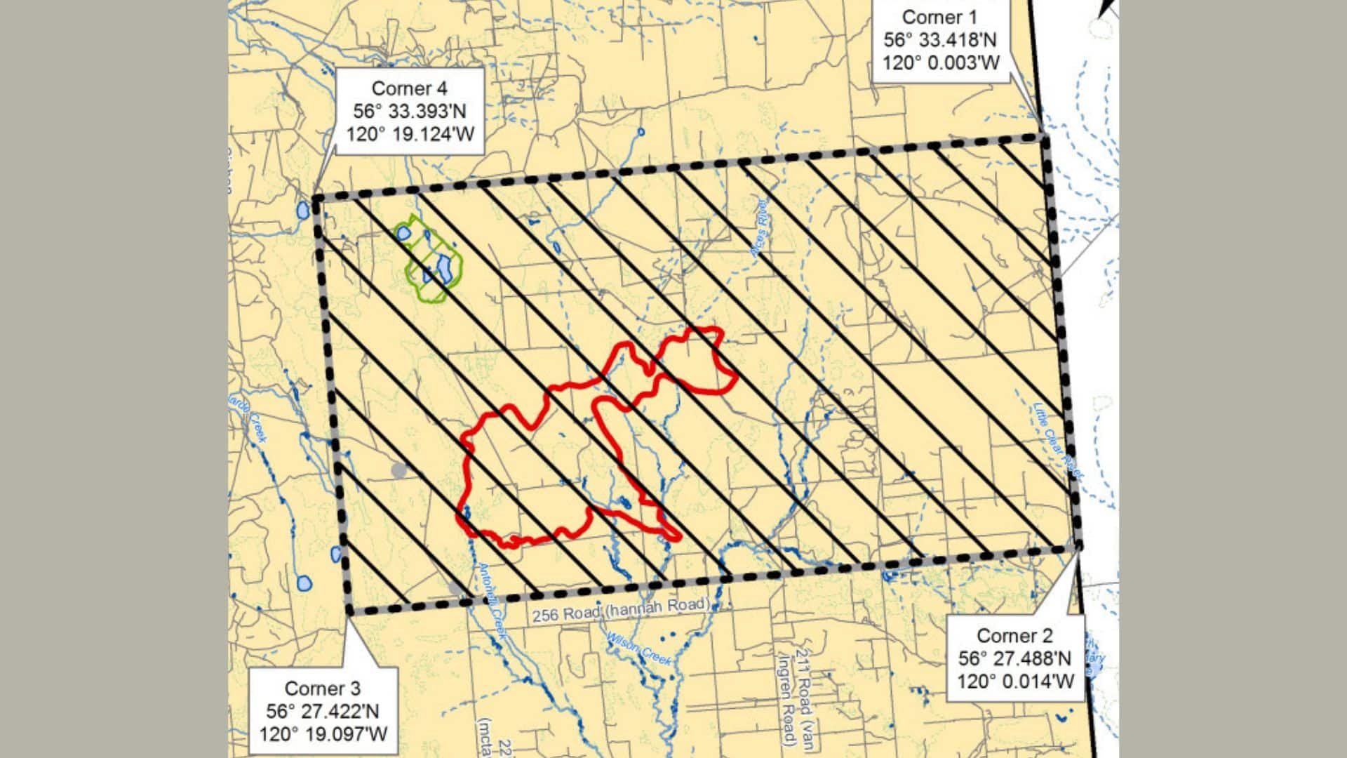 The area under restriction due to the Goodlow wildfire. (BCWS)