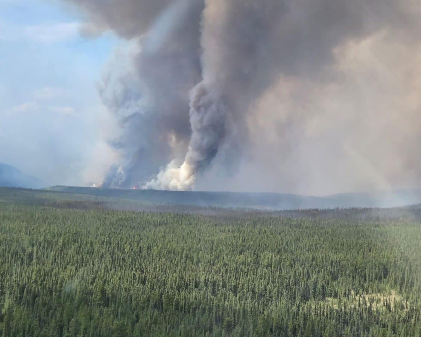 The Pocket Knife Creek wildfire burns south of Fort Nelson on June 8th, 2025. (THE CANADIAN PRESS/HO, B.C. Wildfire Service)
