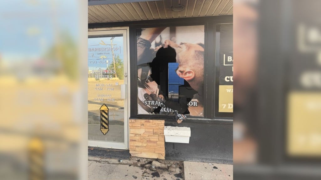 Damage at the Golden Hands Barbershop.