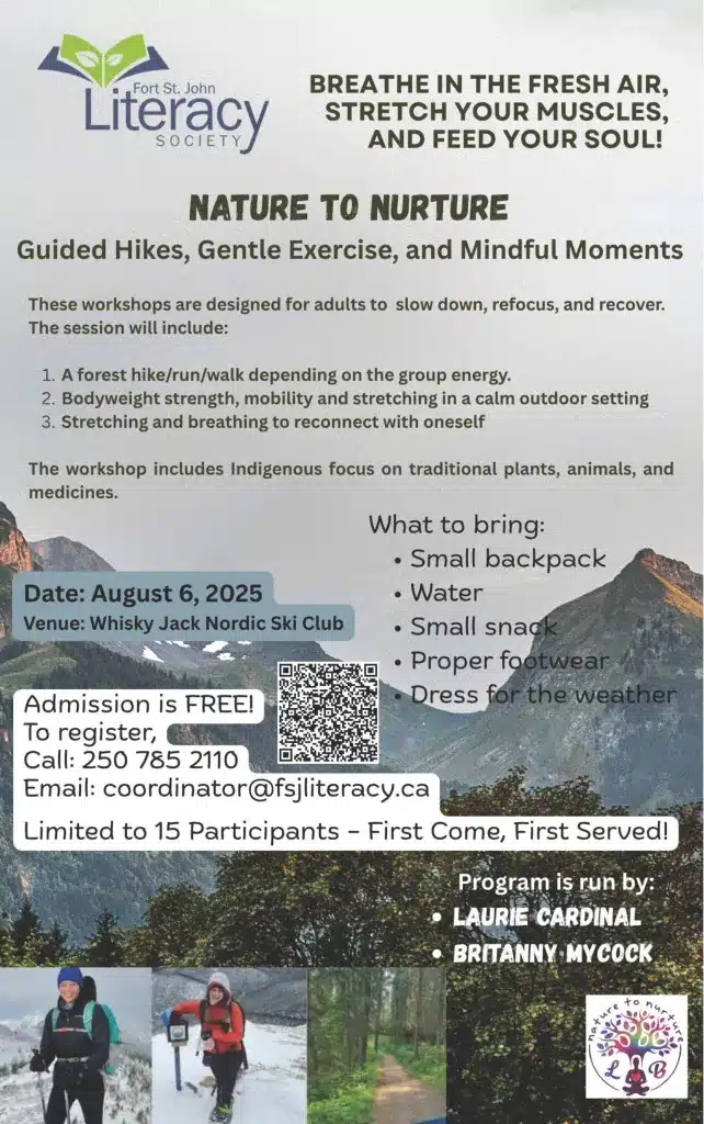 Fort St. John Literacy Society's 'Nature to Nurture' event flyer