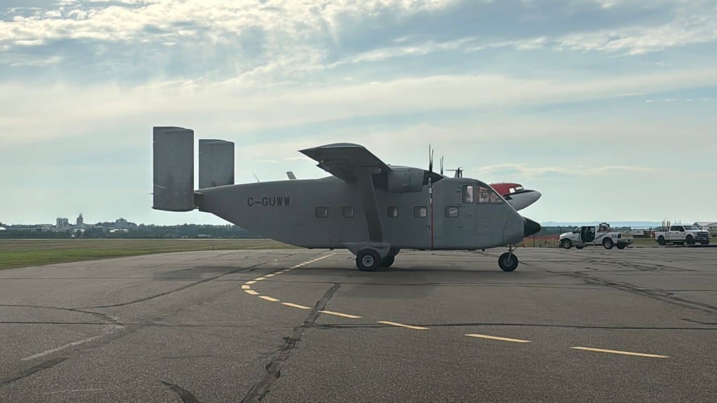 An aeroplane at North Peace Regional Airport in Fort St. John for the airshow 2025. (Caitlin Coombes, Energeticcity.ca)