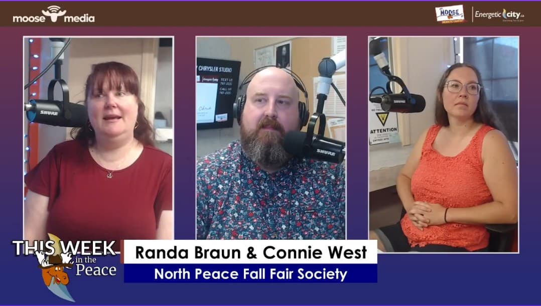 Three people recording a podcast