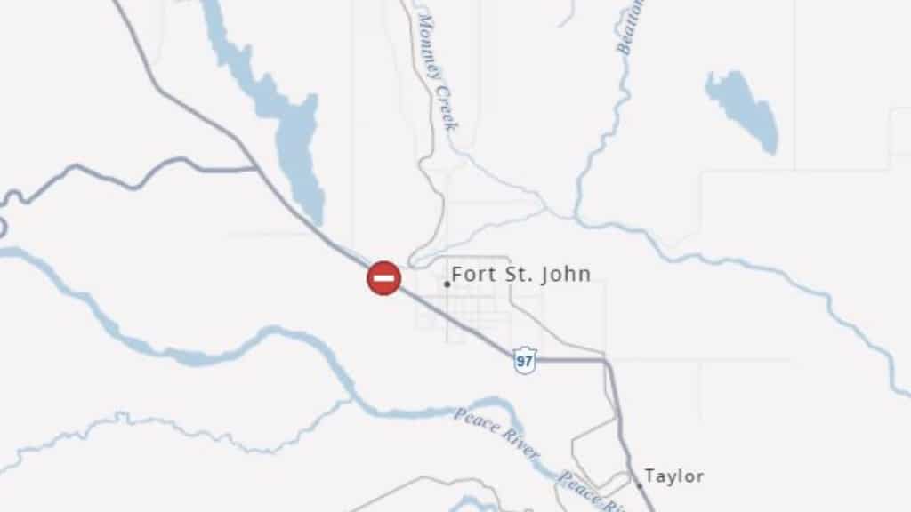 The Alaska Highway (97) is closed near Fort St. John. (DriveBC)