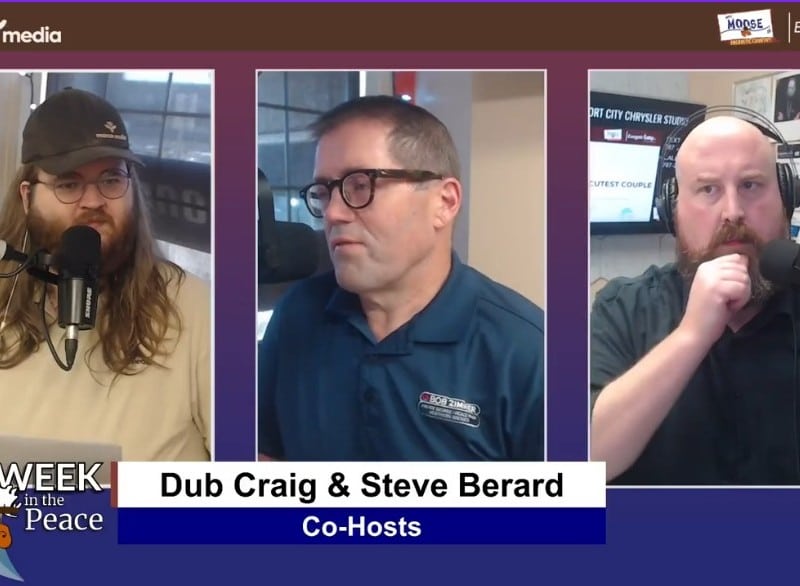 Three people recording a podcast