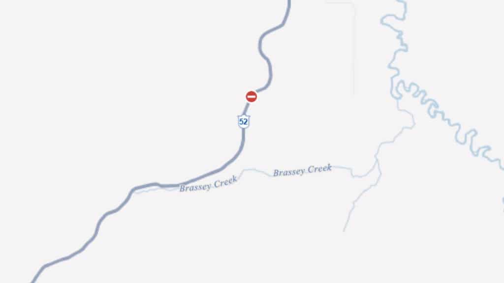 Highway 52 North has been closed on August 27th after a 'vehicle incident.' (DriveBC)