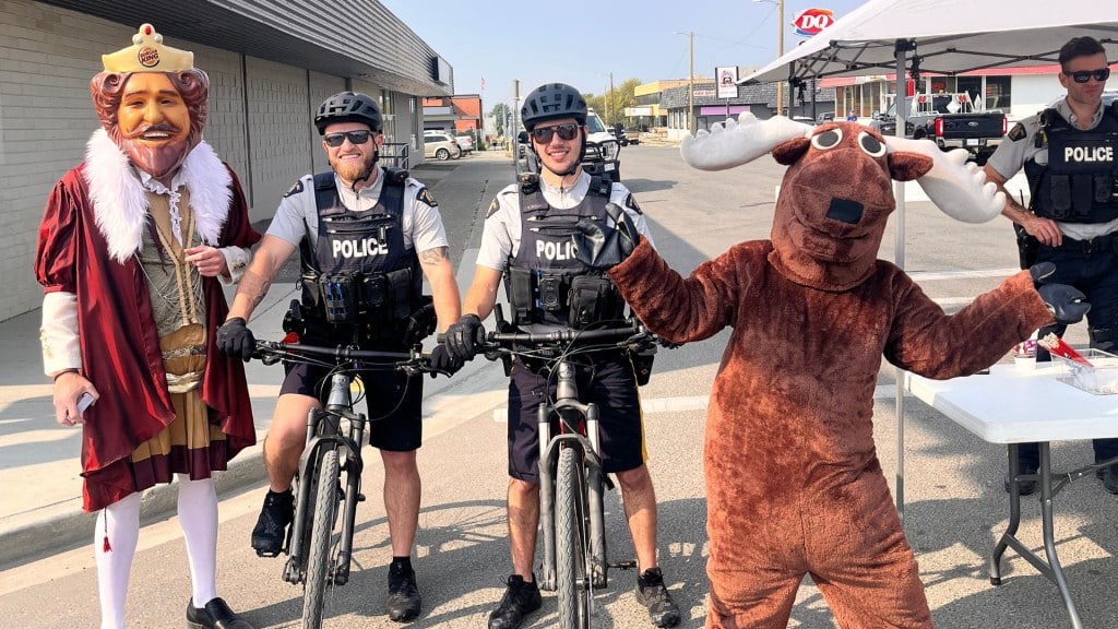 DJ Moose, The Burger King with the Fort St. John RCMP at the Moose FM Block Party 2025, presented by RE/MAX. (Moose FM)