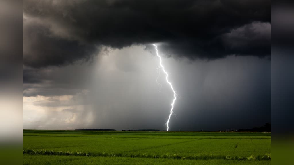 Lightning striking a farm