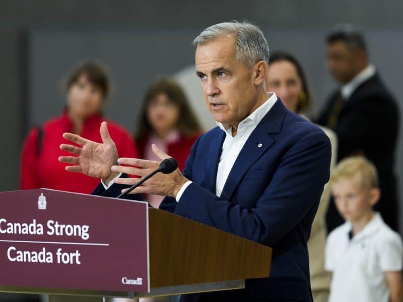 Prime Minister Mark Carney participates in an announcement at a community centre in Ottawa, on Friday, October 10th, 2025. (THE CANADIAN PRESS/Justin Tang)