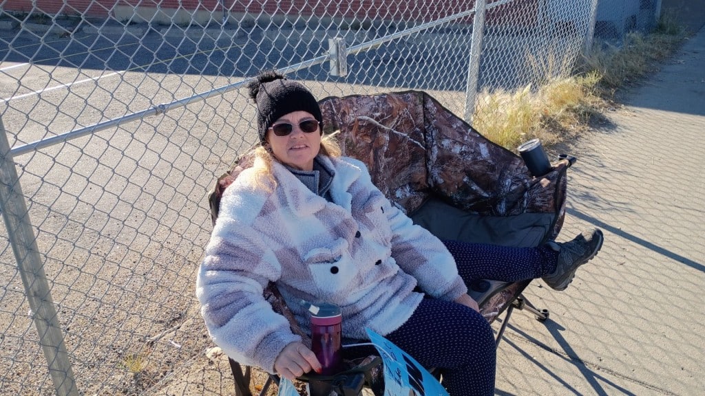 Cindy lounging on her hunting chair