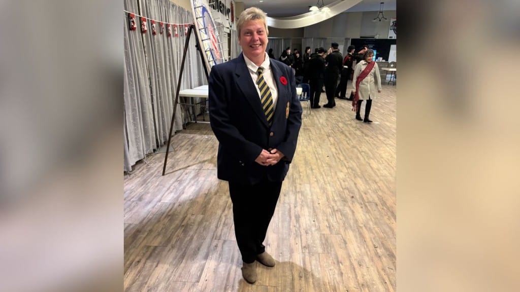 Royal Canadian Legion president Shannon Smith at Remembrance Day 2025. (Franki Berry, Energeticcity.ca)