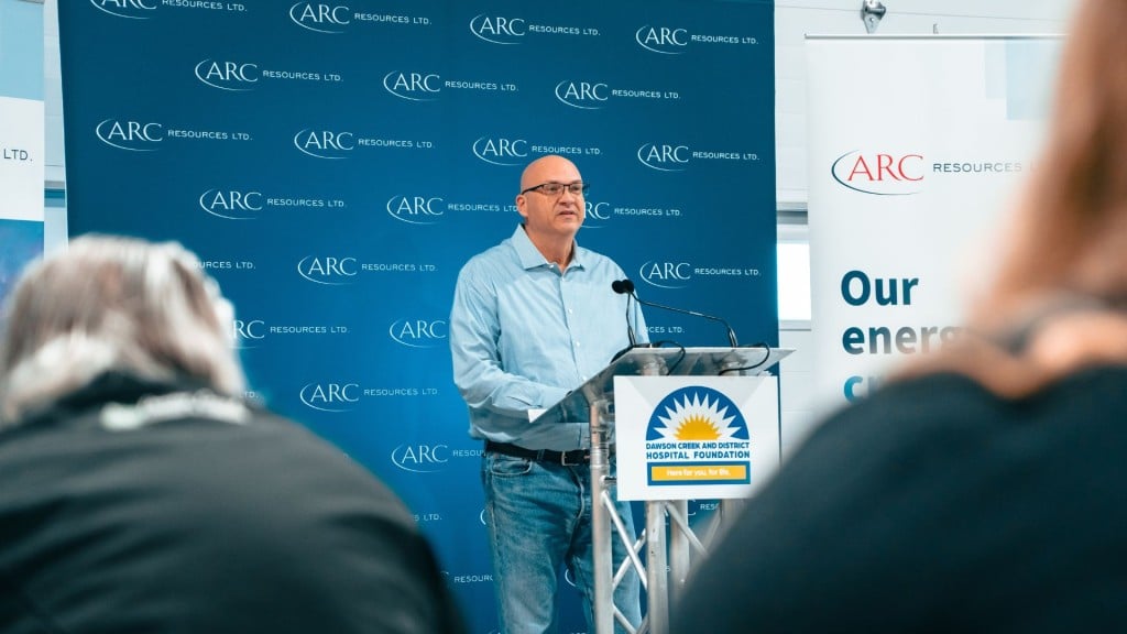 Sean Calder, Arc Resource’s vice president of field operations, at the event announcing $1.5 million in funding for the Dawson Creek and District Hospital Foundation's campaign to buy a new MRI machine. (Dawson Creek and District Hospital Foundation)