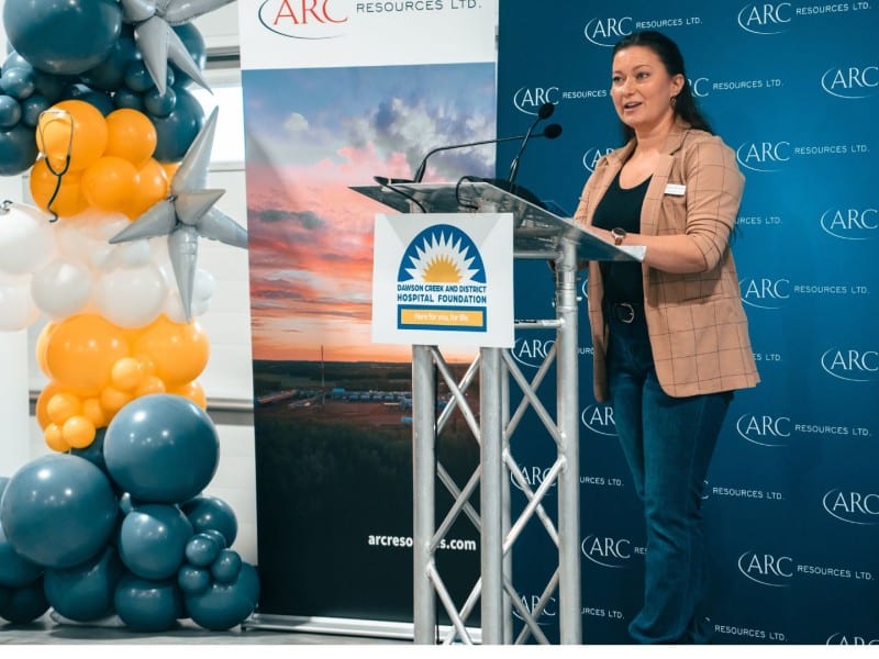 Dawson Creek and District Hospital Foundation president Brette Madden at the event announcing $1.5 million in funding for its campaign to buy a new MRI machine. (Dawson Creek and District Hospital Foundation)