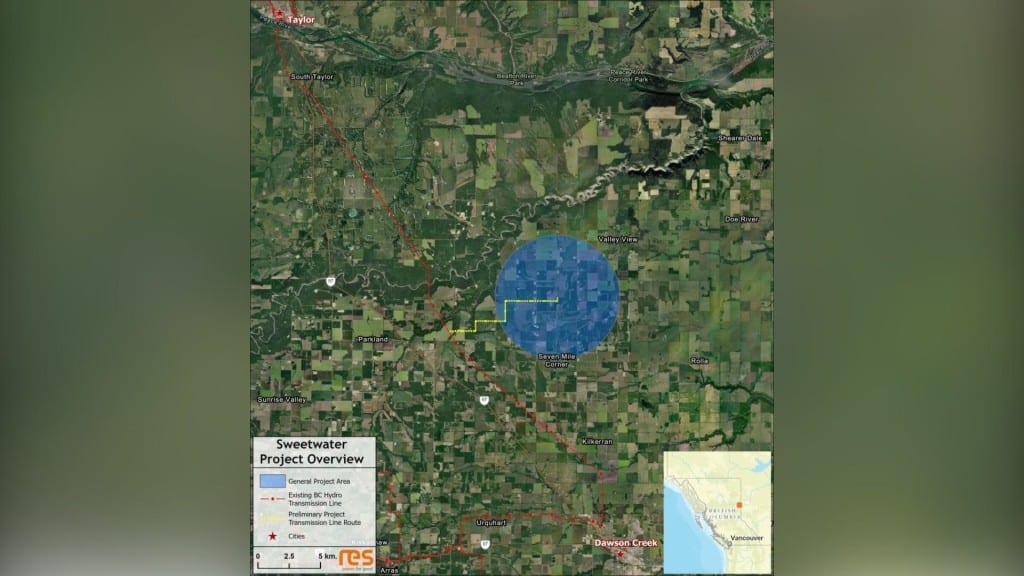 Map of Taylor and Dawson Creek