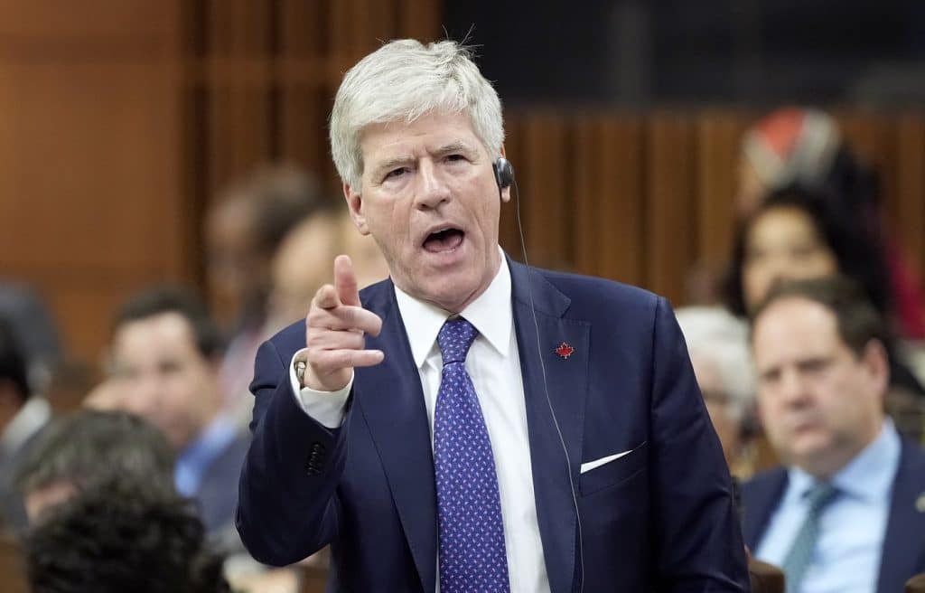 Minister of energy and natural resources Tim Hodgson rises during Question Period on Parliament Hill in Ottawa, Monday, November 24th, 2025. (THE CANADIAN PRESS/Adrian Wyld)