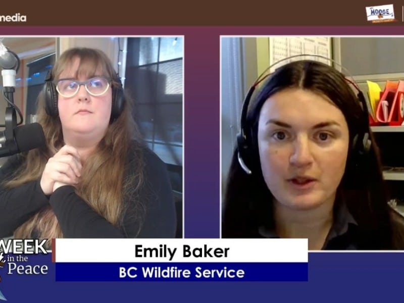 Two people recording a podcast