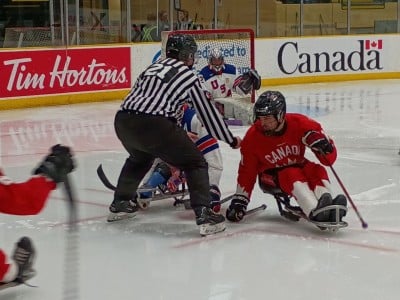Canada vs the U.S. at the Para Hockey Cup 2025 at the Ovintiv Events Centre. (Ed Hitchins/Energeticcity.ca)