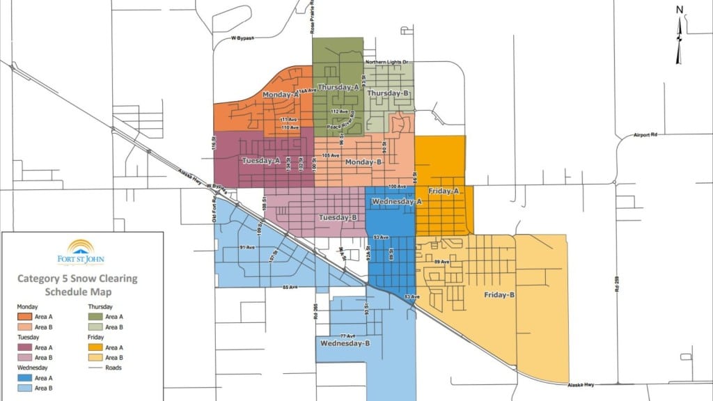 The City of Fort St. John has colour-coded and designated different areas in the city using a ‘A’ and ‘B’ system. (City of Fort St. John)