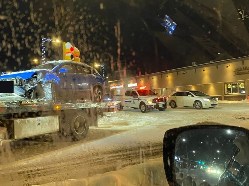 The car being towed on December 23rd. (Caitlin Coombes, Energeticcity.ca)