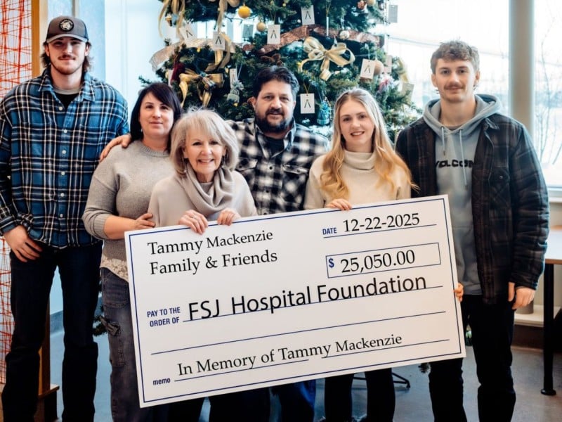 The donation beinggiven to the Fort St. John Hospital Foundation in honour of Tammy MacKenzie. (Fort St. John Hospital Foundation)