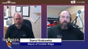 Two people recording a podcast