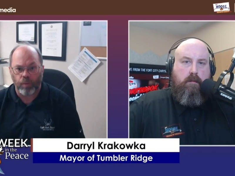 Two people recording a podcast