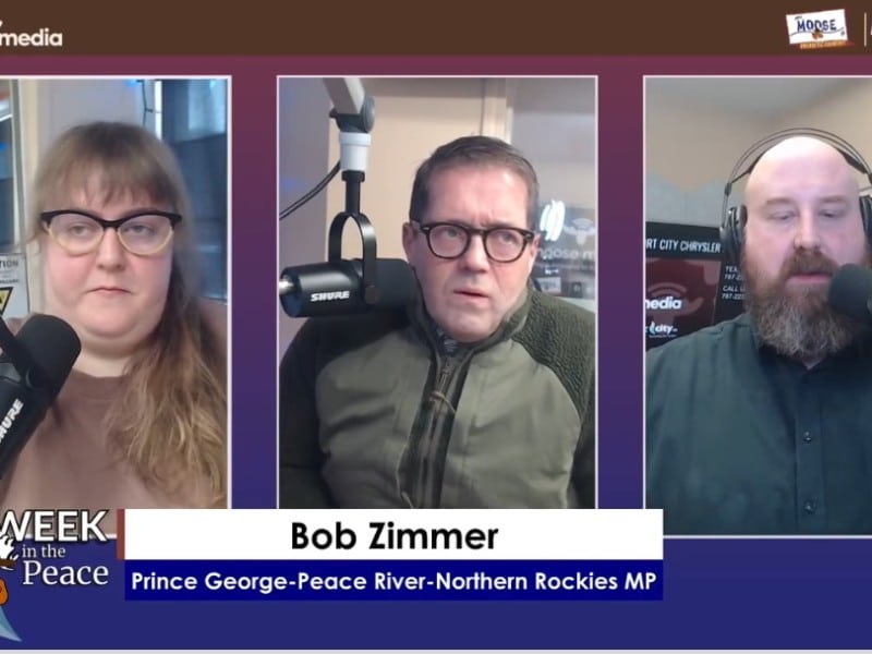 Three people recording a podcast