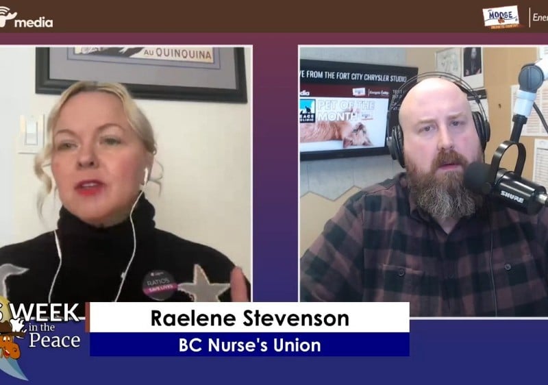 Two people recording a podcast