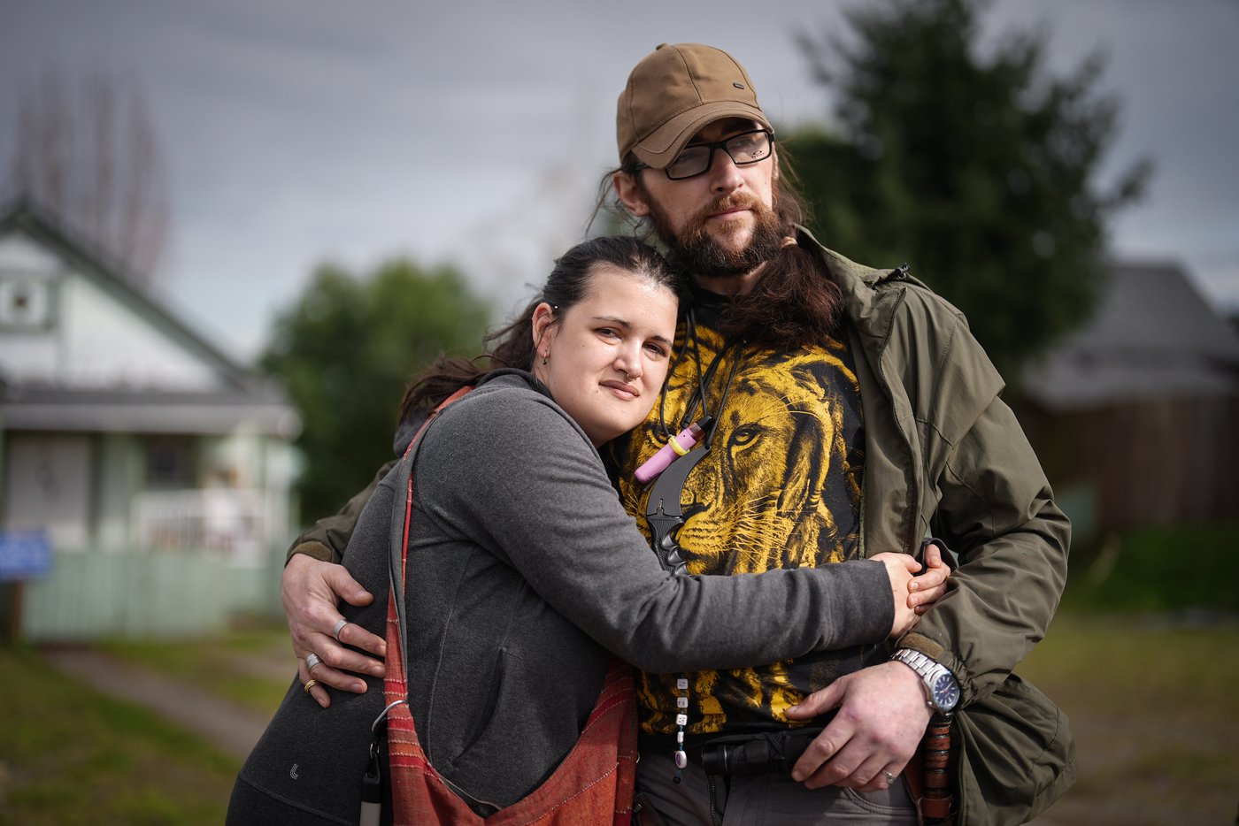 Lenae Silva, left, who utilizes British Columbia's safe supply program of prescription opioids, poses for a photograph with her fiancé Kent Sexton, in Nanaimo, B.C., on Thursday, March 26, 2026. THE CANADIAN PRESS/Darryl Dyck