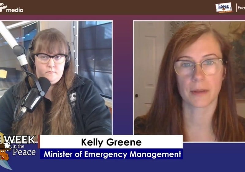 Two people recording a podcast