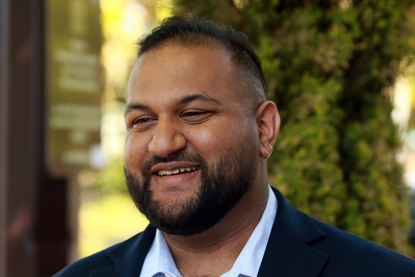 Ravi Parmar answers questions from the media in Langford, B.C., on Thursday, May 25, 2023. THE CANADIAN PRESS/Chad Hipolito