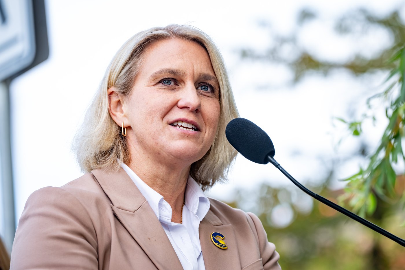 Surrey-Cloverdale Conservative Candidate Eleanor Sturko, speaks during a news conference in Vancouver, on Friday, Oct. 11, 2024. THE CANADIAN PRESS/Ethan Cairns